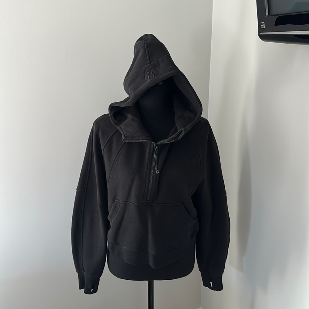 Black Lululemon Half Zip Scuba with hood